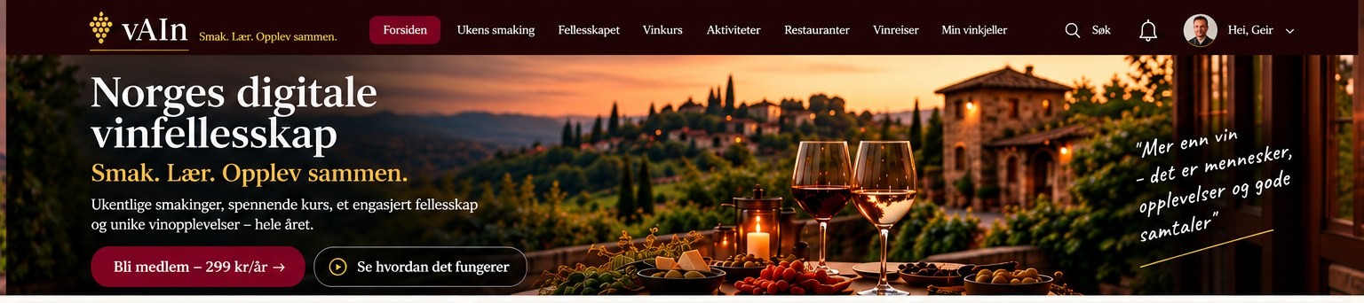 vAIn – Norges digitale vinfellesskap, eksklusiv forside